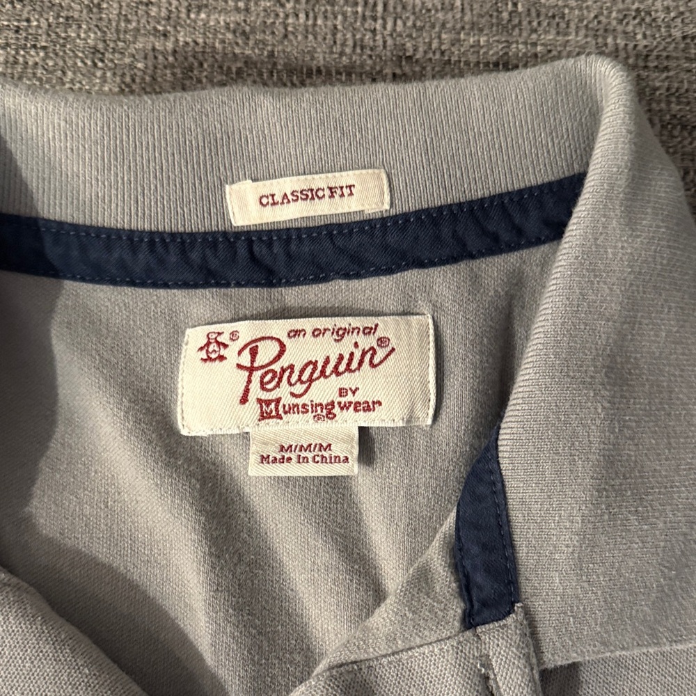 Original Penguin Light Gray Polo with Navy Trim